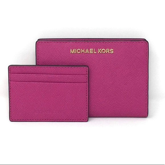 🆕 Michael Kors carryall 2pc fuchsia pink wallet - Picture 1 of 3